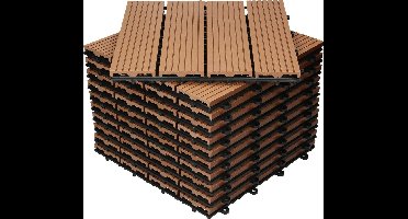 WPC terrastegels 30x30 cm set van 55 voor 5m² lichtbruine houtlook balkonvloer met afwatering en kliksysteem Vlonder balkontegels