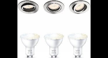 WiZ Donegal Set van 3 Inbouwspots (Chroom) - Rond - GU10 - Warm tot Koelwit Licht - Te bedienen via WiFi