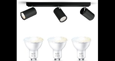 WiZ Kosipo Opbouwspot (Zwart) - Warm tot Koelwit Licht - Plafondspot met 3 Lichtpunten - GU10 -Te bedienen via WiFi