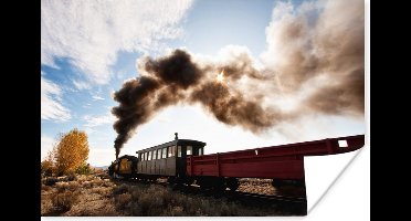 Poster Veel stoom boven de stoomlocomotief - 30x20 cm