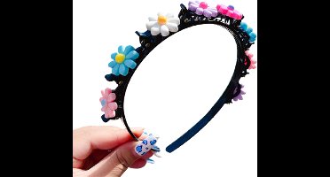 Diadeem - Diadeem met clips - diadeem met haarspeld - haarband met klipjes - haar accessoires - Gekleurde Bloemen