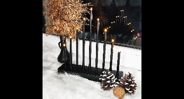 Springos LED Kaarsenbrug | Kandelaar | Woonaccessoires | Op Batterijen | IJspegels | Zwart | Warm Wit