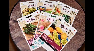 Exotische Groentezaden / Fruitzaden Assortiment - 6 Soorten - Ca. 2400 Zaden - Balsempeer - Mexicaanse Peper - Hon Tsai Tai - Chinese Radijs - Kiwano - Meloenpeer