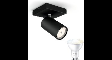 WiZ Kosipo Opbouwspot (Zwart) - Warm tot Koelwit Licht - Wandspot of Plafondspot met 1 Lichtpunt - GU10 - Te bedienen via WiFi
