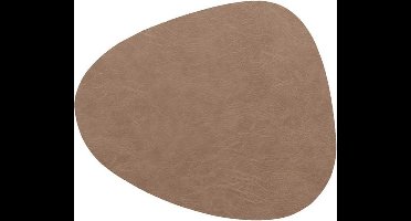 Unique Living - Placemat Floris - Rond - Polyester - Taupe - 39x30,5cm
