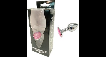 Power escorts - Diamond King Small -  aluminium met roze steen -7,2 x 3,2 cm  - BR137S