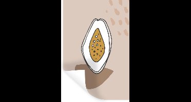 Muurstickers - Sticker Folie - Zomer - Vijg - Bruin - Grijs - 20x30 cm - Plakfolie - Muurstickers Kinderkamer - Zelfklevend Behang - Zelfklevend behangpapier - Stickerfolie