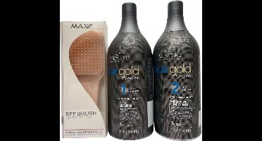 Lissage Tanin Salvatore Blue gold – Taninoplastie lissage brésilien 2x1000ml BFF Borstel Large Peach