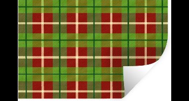 Muurstickers - Sticker Folie - Plaid - Groen - Patronen - 30x20 cm - Plakfolie - Muurstickers Kinderkamer - Zelfklevend Behang - Zelfklevend behangpapier - Stickerfolie