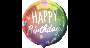 Folat - Folieballon 'Happy Birthday!' Stippen Meerkleurig - 45 cm