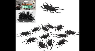 Atosa Horror decoratie kakkerlakken - 12x stuks - van plastic - lengte 6 cm - Halloween dieren - namaak - nep insecten