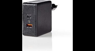 Nedis Oplader - 2x 3,0 A - Outputs: 2 - Poorttype: 1x USB-A / 1x USB-C™ - Geen Kabel Inbegrepen - 48 W - Automatische voltage selectie