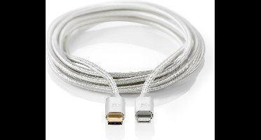 Nedis Lightning Kabel - USB 2.0 - Apple Lightning 8-Pins - USB-C Male - 480 Mbps - Verguld - 1.00 m - Rond - Gevlochten / Nylon - Aluminium / Zilver - Cover Window Box