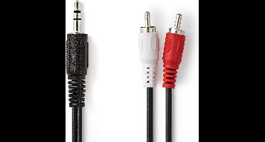 Nedis Stereo-Audiokabel - 3,5 mm Male - 2x RCA Male - Vernikkeld - 5.00 m - Rond - Zwart - Label
