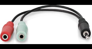 Nedis Stereo-Audiokabel - 3,5 mm Male - 2x 3,5 mm Female - Vernikkeld - 0.20 m - Rond - Antraciet - Doos