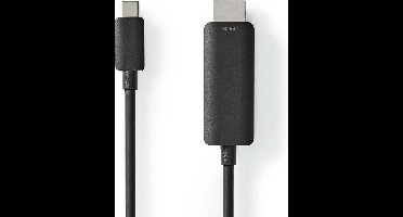 Nedis USB-C Adapter - USB 3.2 Gen 1 - USB-C Male - HDMI Connector - 4K@60Hz - 1.00 m - Rond - Vernikkeld - PVC - Zwart - Envelop
