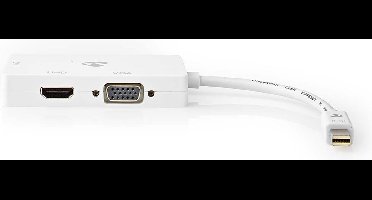 Nedis DisplayPort-Adapter - Mini-DisplayPort Male - DVI-D 24+1-Pins Female / HDMI Output / VGA Female 15p - 4K@60Hz - Vernikkeld - Schakelbaar - 0.20 m - Rond - ABS - ABS - Wit - Doos