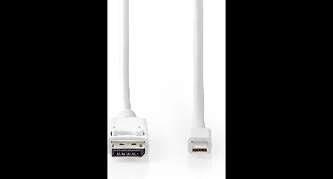 Nedis Mini DisplayPort-Kabel - DisplayPort 1.4 - Mini-DisplayPort Male - DisplayPort Male - 48 Gbps - Vernikkeld - 2.00 m - Rond - PVC - Wit - Blister