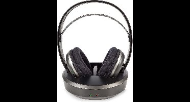 Nedis Draadloze TV-Koptelefoon – Over-Ear – RF – 100 m – 11 uur Batterij – Laadstation – Zilver