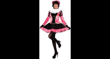 Witbaard Pietenjurkje Dames Fluweel Zwart/roze 2-delig Maat Xl