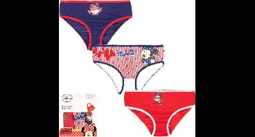 3 Pack Meisjes slips - Minnie Mouse - Marineblauw-Rood/streep-Rood - Maat 6/8 jaar
