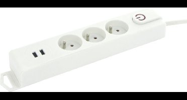 Profile - 3V Stopcontact +Sch +2Usb +1.5M W - Wit