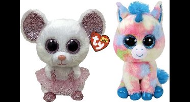 Ty - Knuffel - Beanie Buddy - Nina Mouse & Blitz Unicorn