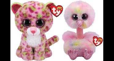 Ty - Knuffel - Beanie Buddy - Lainey Leopard & Avery Ostrich