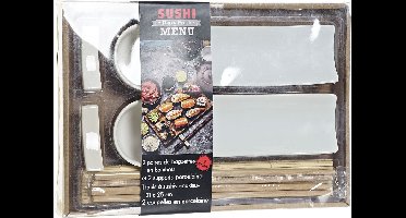Sushi servies/serveerset voor 2 personen - keramiek - 9 delig - Sushi eetset - compleet