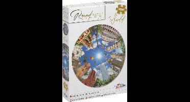 Grafix Ronde Puzzel 1000 stukjes voor volwassenen | Wereld Puzzel | Legpuzzel | Diameter 68 CM | Geschikt voor kinderen vanaf 14 jaar