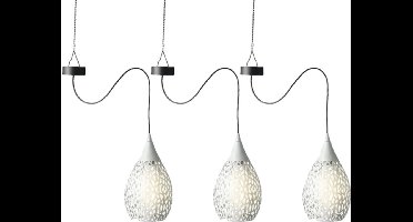 3x stuks witte solar tuinverlichting hanglamp ijzer 21 cm - Solarlampen - Hanglampen - Tuinverlichting