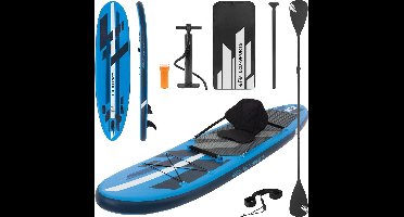 Opblaasbare Stand Up Paddle Board Blauw 305 x 78 x 15 cm Kajakzitje incl. pomp en draagtas, gemaakt van PVC en EVA
