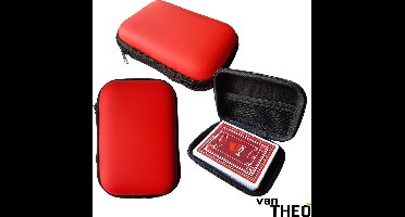 van Theo® Kaartspel Koffertje - Klein Opbergdoosje - Kaarten Opberg Box - Multifunctioneel - Rood