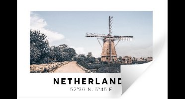 Muurstickers - Sticker Folie - Nederland - Windmolen - Zomer - 30x20 cm - Plakfolie - Muurstickers Kinderkamer - Zelfklevend Behang - Zelfklevend behangpapier - Stickerfolie