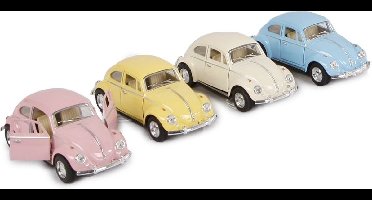 VW classical Beetle 1967 pastelkleur, metaal met pull-back motor (per stuk)
