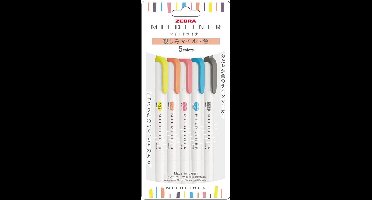 Zebra Mildliners WFT7-N-5C-N Set van 5 Family Colors + EXTRA een Zebra Two Sided Brushpen
