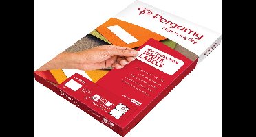 Pergamy witte etiketten, ft  38,1 x 21,2, ronde hoeken, pak van 6500 etiketten