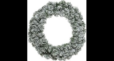 Kerstkrans/dennenkrans groen met sneeuw 35 cm - Dennenkransen/deurkransen kerstversiering