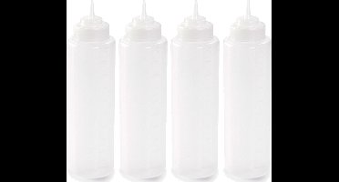 Plasticforte Doseerfles/sausfles - 8x stuks - kunststof - transparant - met schenktuit - 1000 ml - 22 cm