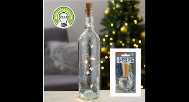 Cepewa Flessenstop/kurk - 2x stuks - met sterren led verlichting - flesverlichting lampjes - warm wit - Sfeerverlichting voor in een fles