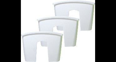 3x stuks balkon railing opzet plantenbakken/bloembakken kunststof 24 x 28 x 20 cm parel wit kleur voor buiten