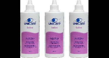 Unicare Saline Zoutoplossing - Voordeelverpakking 3 x 360 ml - Zonder Conserveringsmiddelen - Premium Oogverzorging uit Nederland