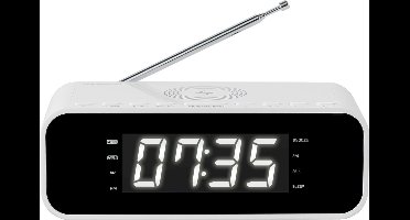 Thomson CR221I - Wekkerradio - Dubbel alarm - Inductie Telefoon oplader - Wit