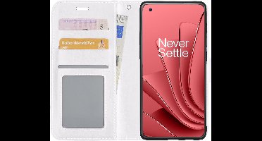 Hoesje - Met Pasjeshouder - Geschikt voor OnePlus 10 Pro - Luxe Bookcase Portemonee - Flip Case - Kunstleer Book Case - Flipcase - Book Cover - Walletcase - Portemonneehoes - Wit