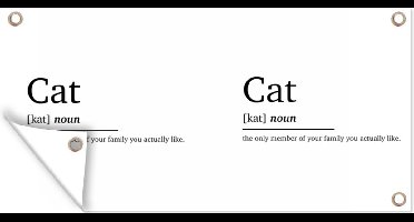 Tuinposter Kat definitie - Woordenboek - Spreuken - Quotes - Cat - 60x30 cm - Tuindoek