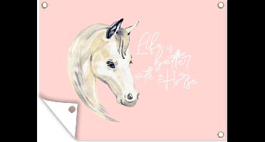 Tuin decoratie Quotes - Spreuken - Life is better with a horse - Paarden - 40x30 cm - Tuindoek