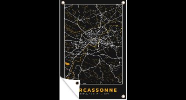 Tuindecoratie Stadskaart – Frankrijk – Kaart – Carcassonne – Plattegrond - 40x60 cm - Tuinposter - Tuindoek