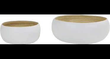 Light&living Schaal deco S/2 Ø20x9,5+Ø29x12,5 cm OTURE mat wit+naturel