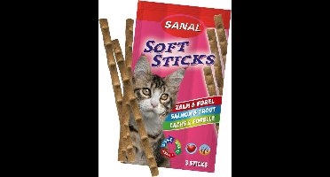 Sanal Softsticks - Kattensnack - Kattensnoepje - Zalm en Forel - 1 x 3 verpakt