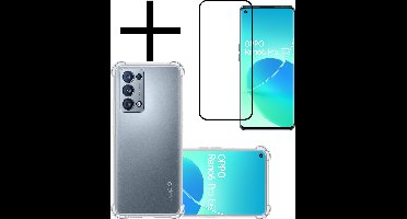 Hoesje - Met Screenprotector - Geschikt voor OPPO Reno 6 Pro - Sterk & Shockproof - Siliconen Case - Back Cover - Telefoon Hoes - Shock Proof - Transparant